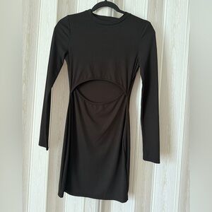 Black Long Sleeve Cut Out Mini Dress